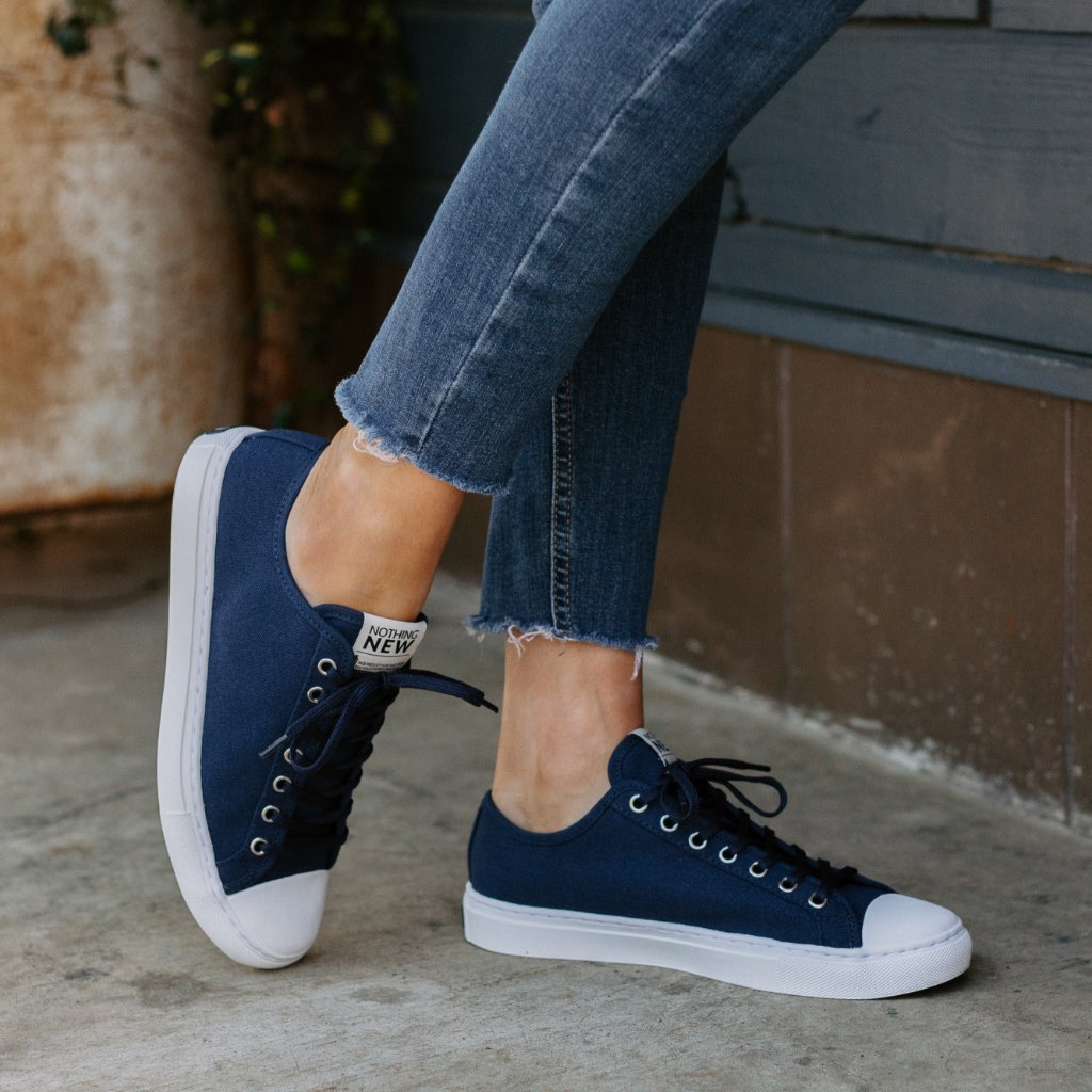 Women's Low Top Sneaker in Navy - Nothing New®