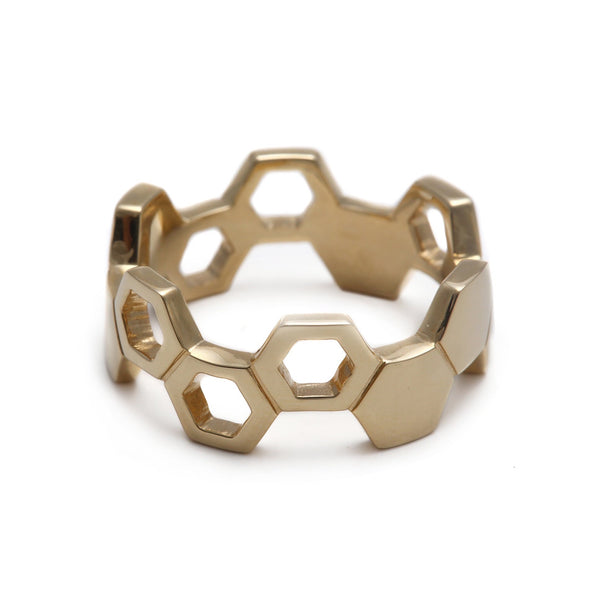 Honeycomb Yellow Gold Ring