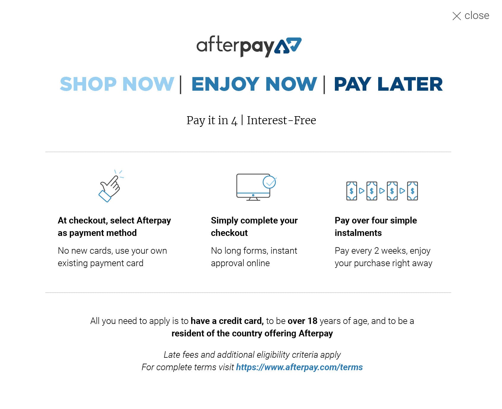 Shop Now. Pay Later with Afterpay – Empire Rose