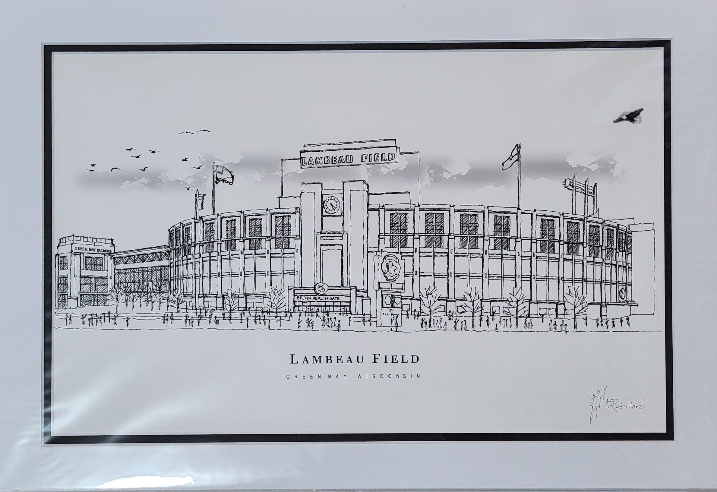 “Lambeau Field” - Printed Sketch (13x19”) by David Robillard #53