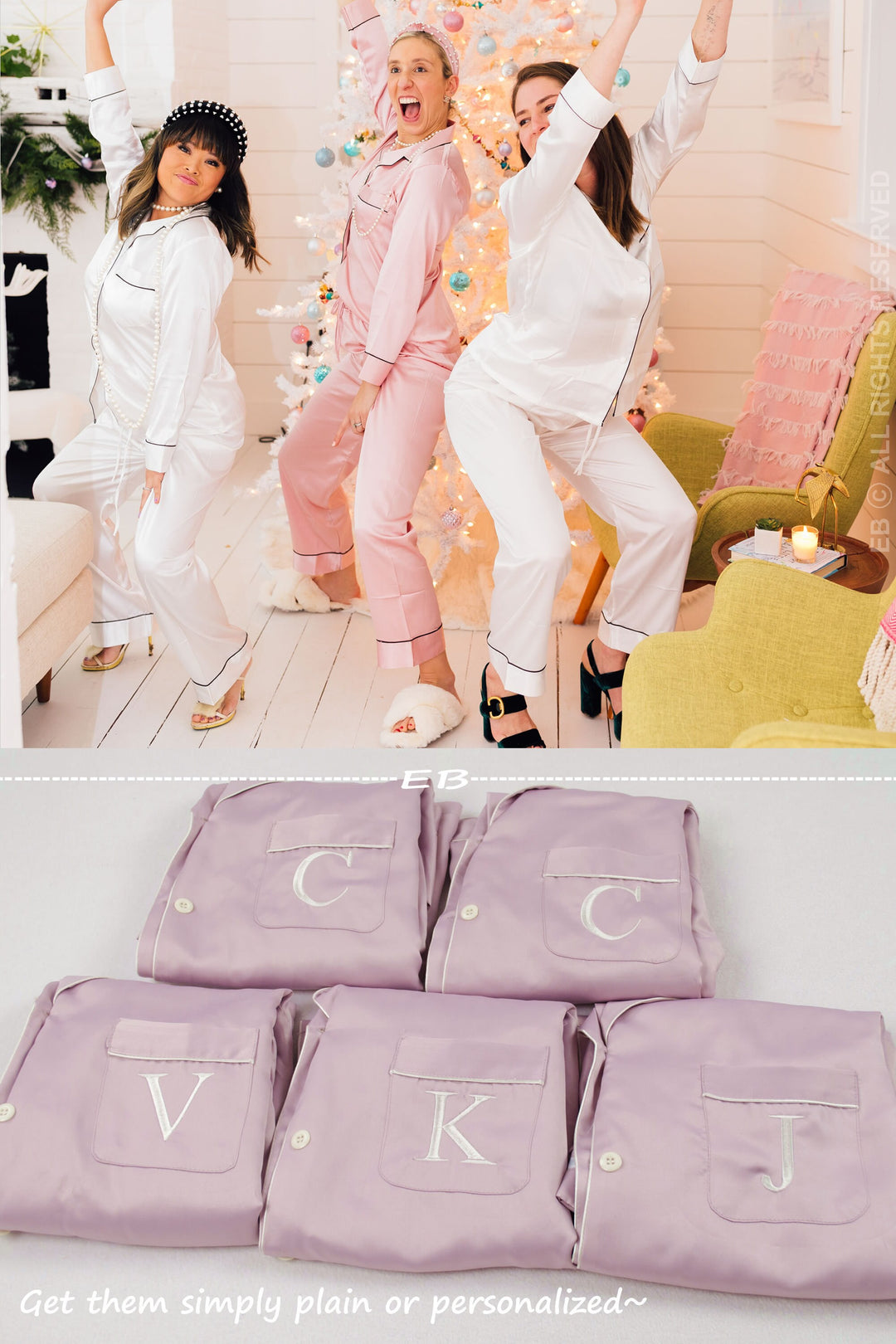 Personalized Monogram Bride and Bridesmaids Pajama Pants Set 