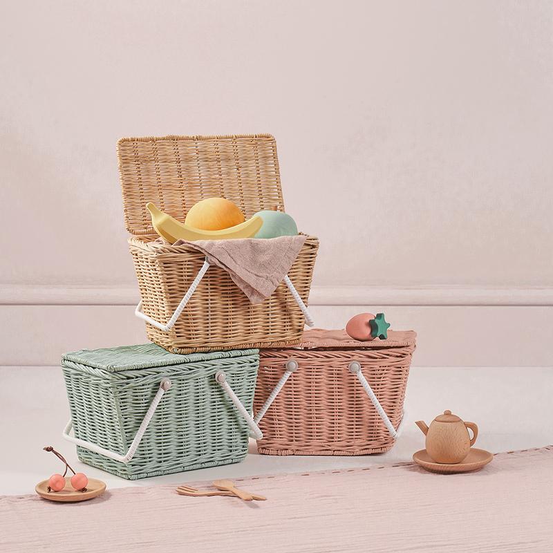 Rattan Lily Basket Set - Seashell Pink – Allen Rose