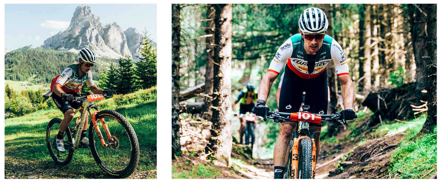 Rabensteiner competing in his natural environment, the Dolomites.