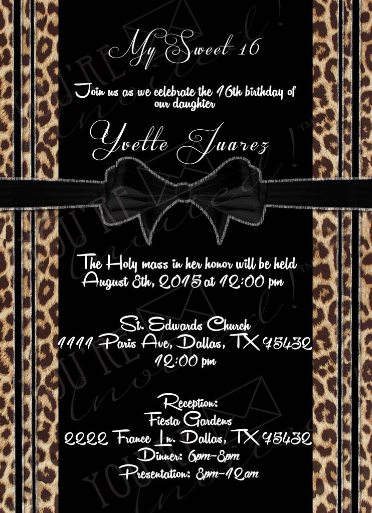 Fancy Cheetah Print Quinceanera Or Sweet Sixteen Invitation