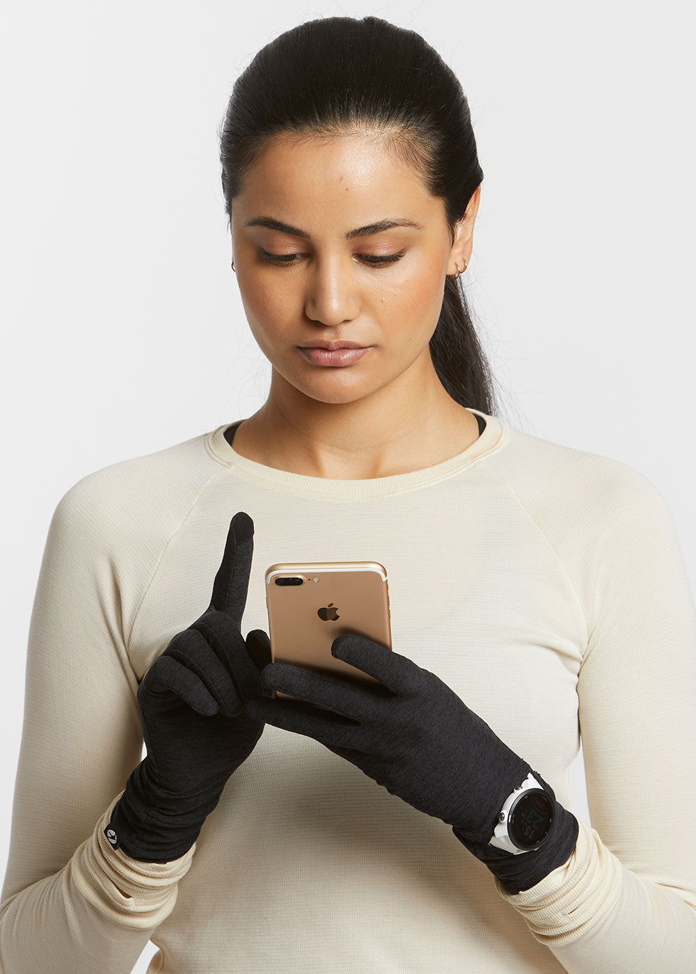 running gloves with watch window