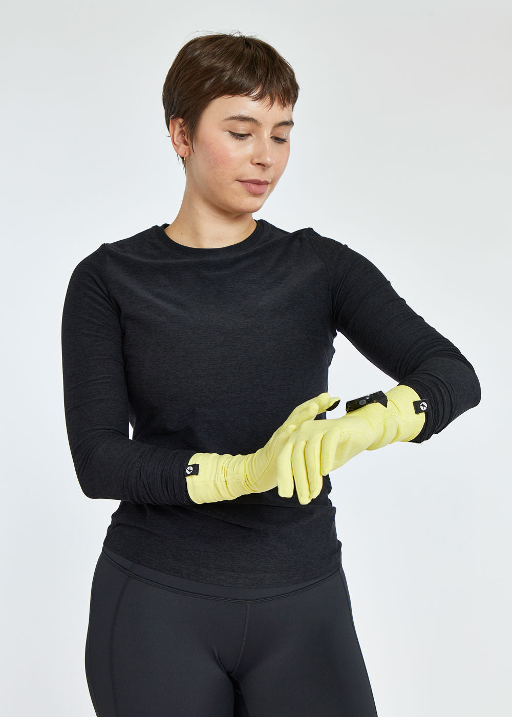 running gloves with watch window