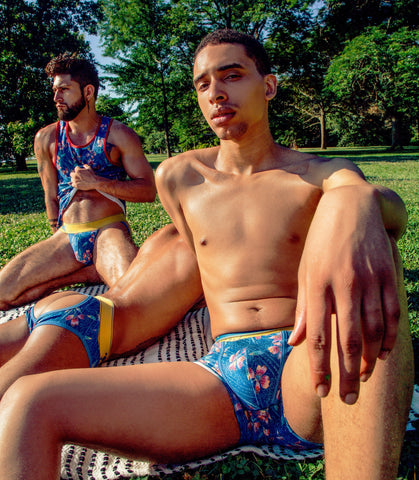 Batik Floral Print Underwear for Men