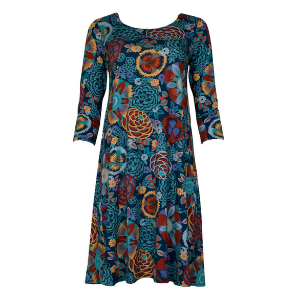 Blue Garden - 3/4 sleeve Lexi dress by Salaam Clothing – Maine Yarn ...