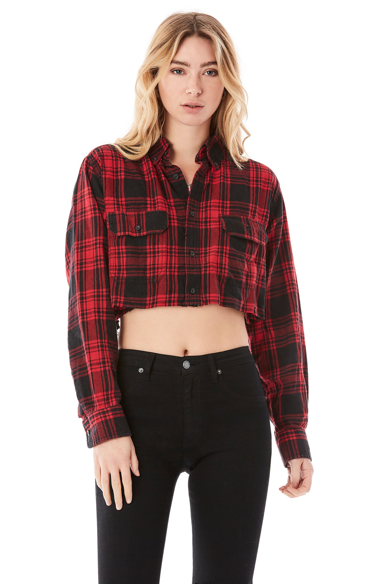 VINTAGE OPEN CHAIN BACK CROP FLANNEL – LF Stores