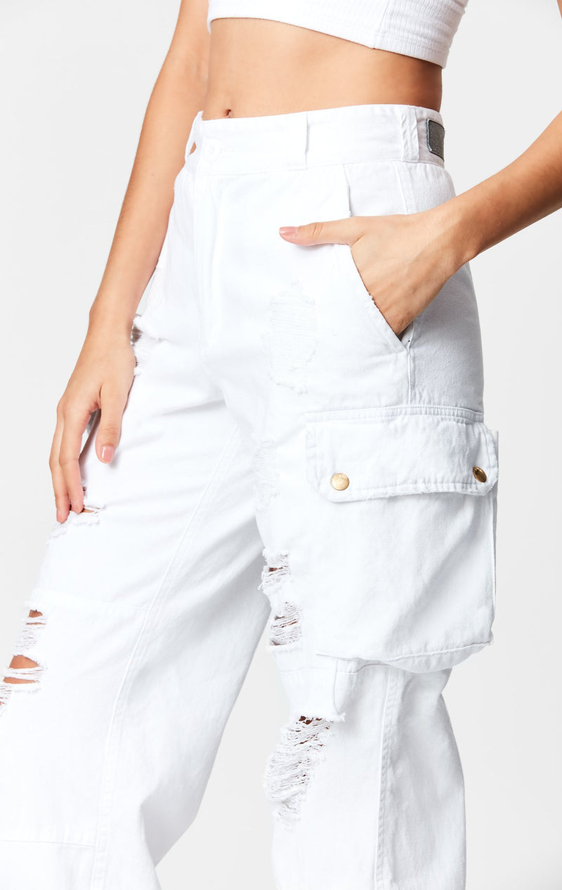 baggy white cargo pants