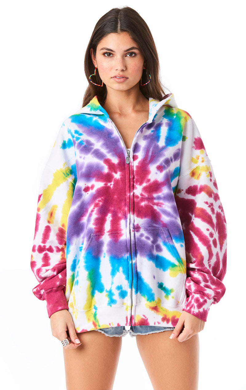 tie dye zipper hoodie