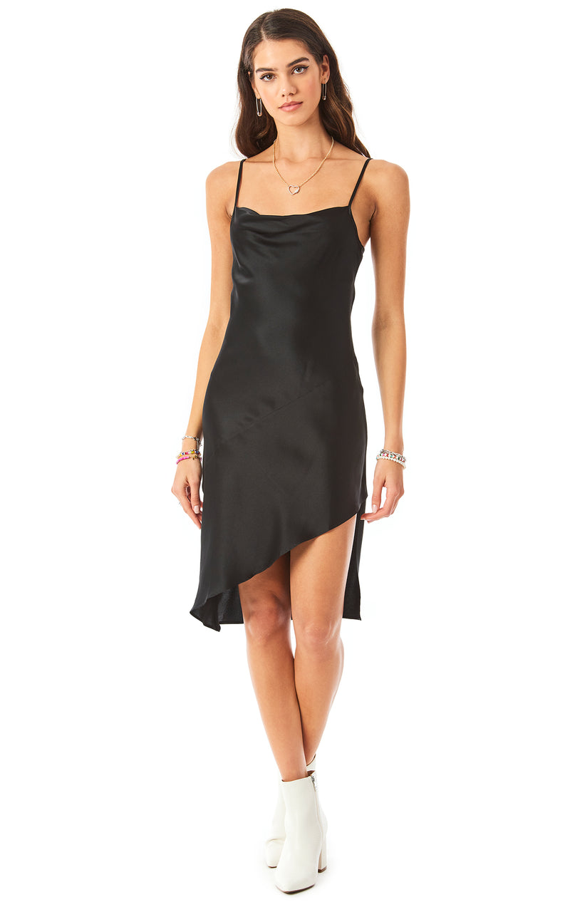 cowl silk slip dress