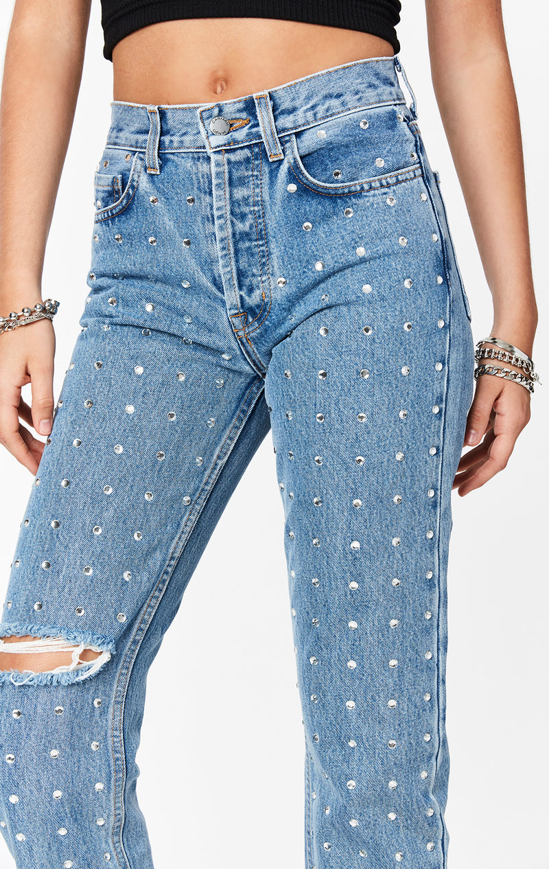 rhinestone denim jeans