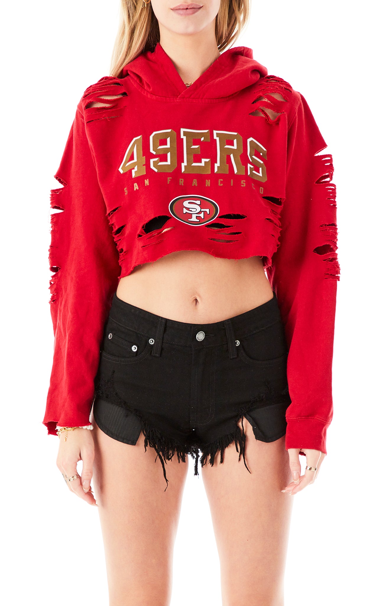 Vintage Ripped Cropped Hoodie Lf Stores 