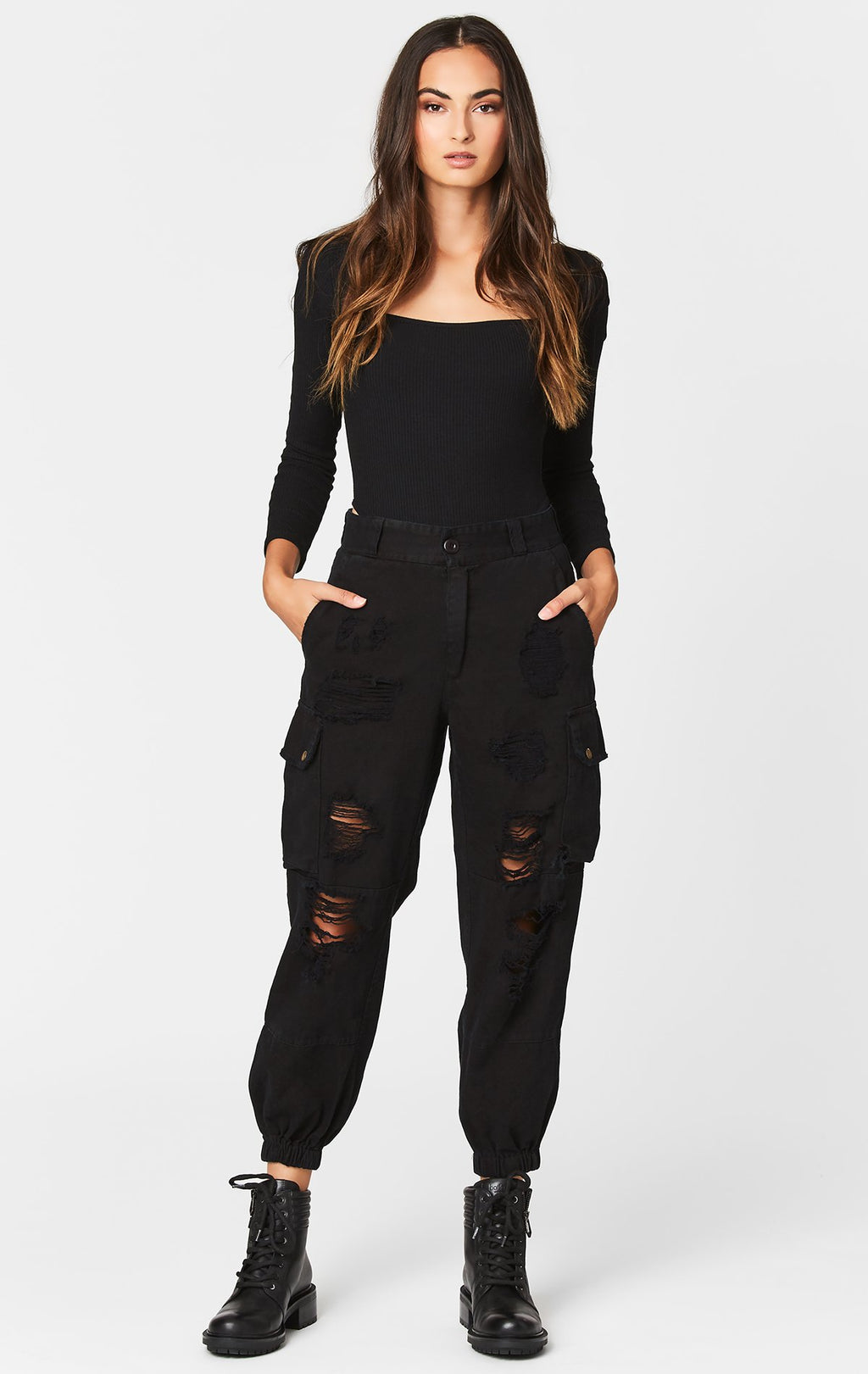 black baggy cargo pants