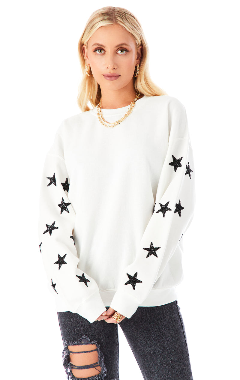 BLACK STAR PATCH CLUSTER PULLOVER SWEATSHIRT – LF Stores