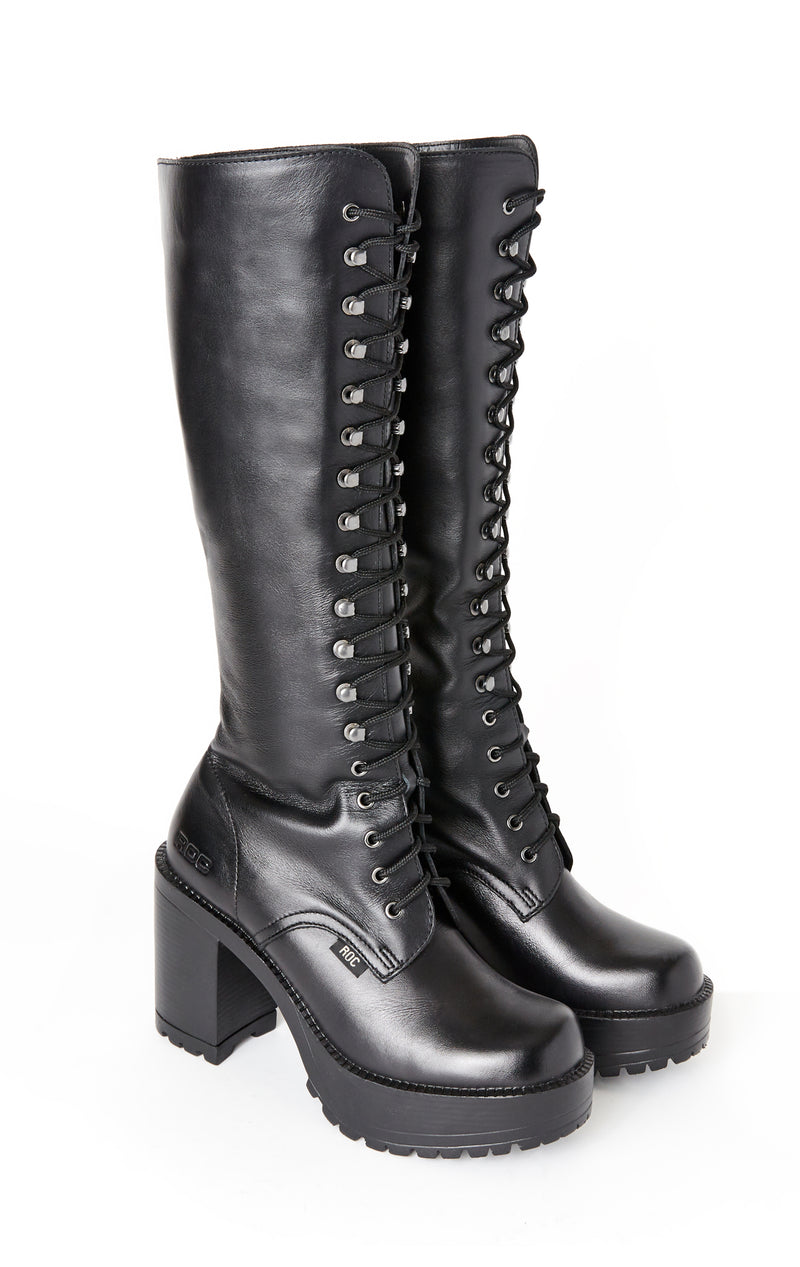 LASH KNEE HIGH LACE UP BOOTS WITH CHUNKY PLATFORM – LF Stores