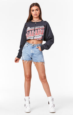 cropped college sweatshirt