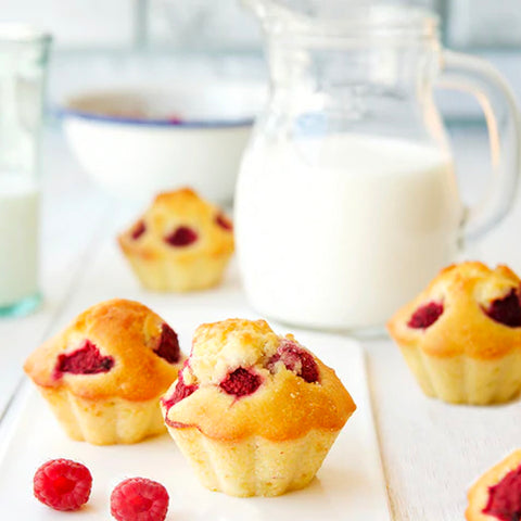 Raspberry and white chocolate chip protein muffins