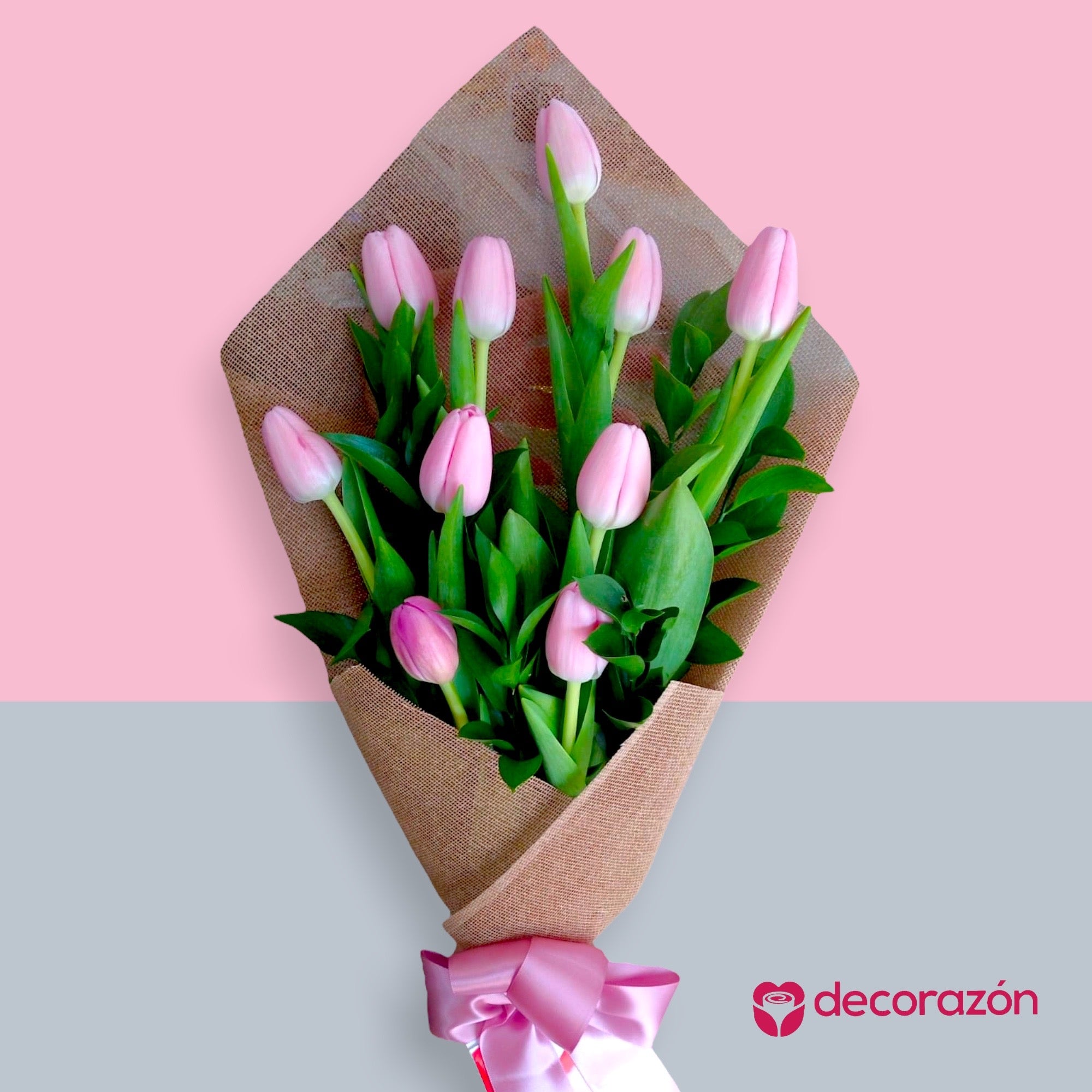 Ramo de 10 Tulipanes rosas – Florería Decorazon