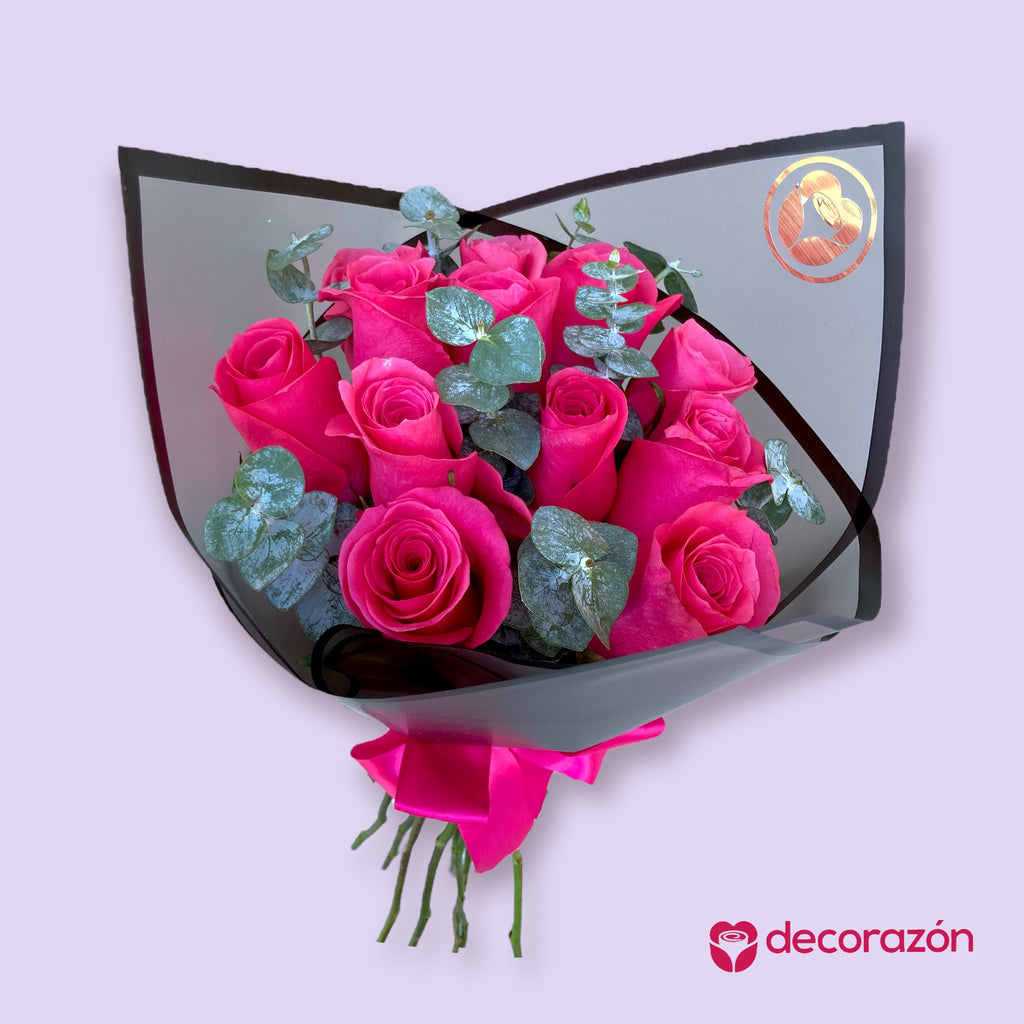 Ramo de Rosas fiusha y dólar – Florería Decorazon