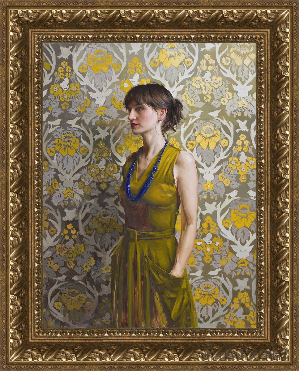 Nancy In Green Open Edition Canvas / 15 X 20 Gold 3/4 25 Art