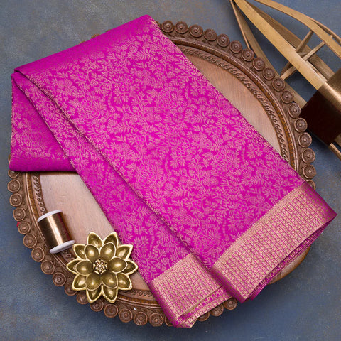 Magenta Pink Mysore Crepe Brocade Saree