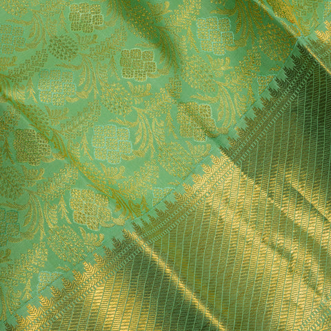 Parrot Green Kanjivaram Brocade Silk Saree