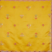 Mustard Yellow Cotton Silk Chanderi Semi-stitched Suit Material