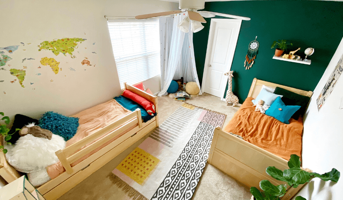 girl on boy bed