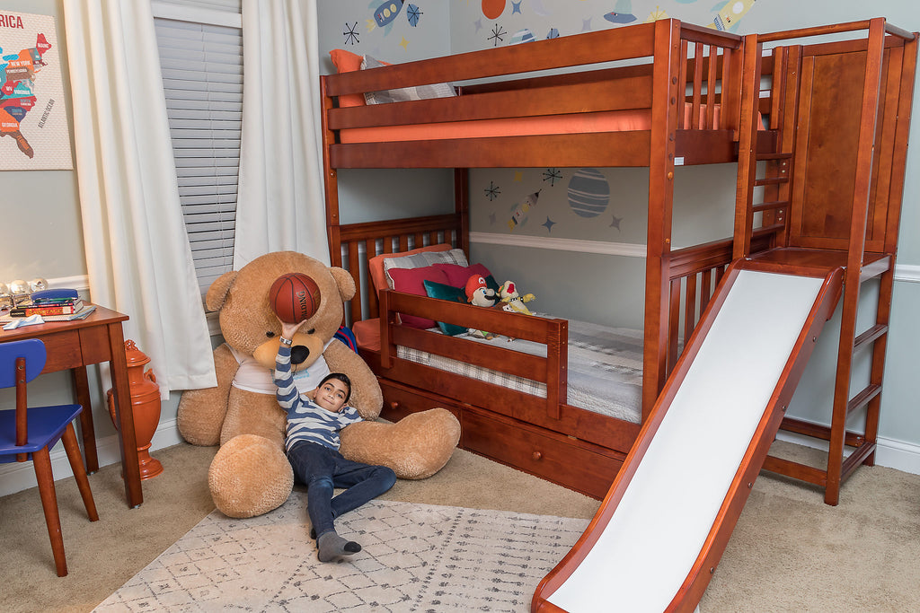 chestnut cappuccino bunk bed with slide