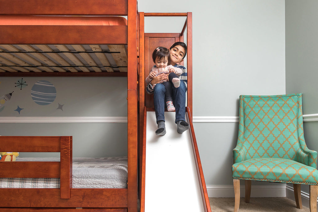 bunk bed with slide platform