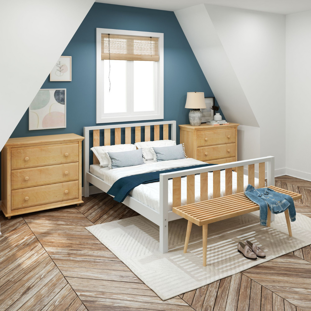 two toned kids bed with natural oak furniture