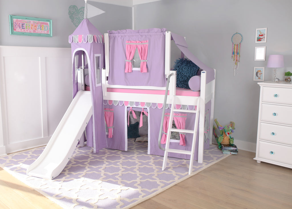 playhouse low loft bed with slide for kids