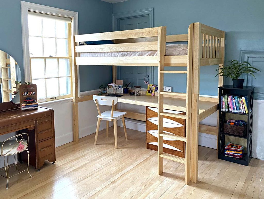 twin xl loft bed in natural wood