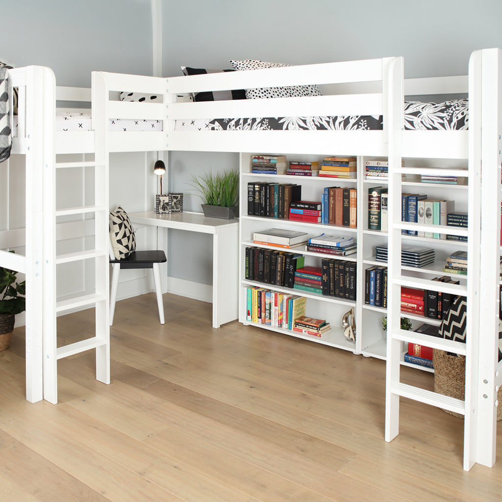 high corner loft bed for two kids