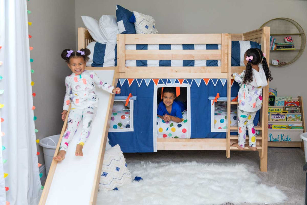 bunk beds shared kids room boy girl