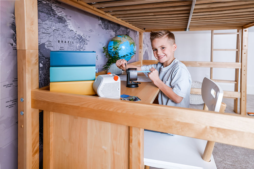 queen high loft bed with desk underneath