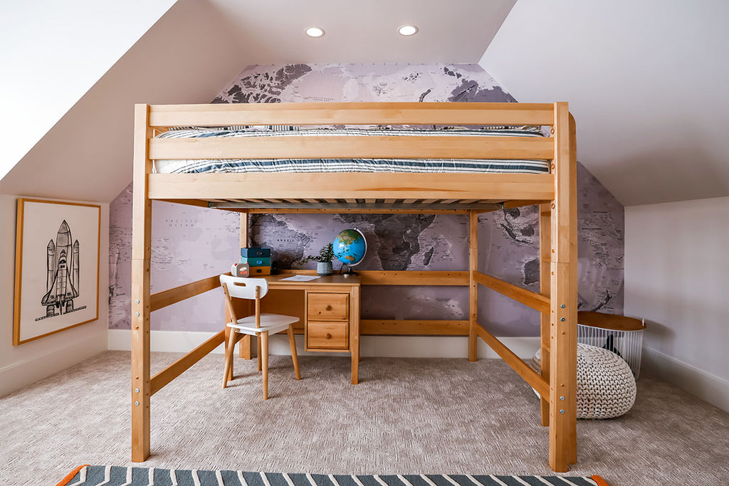 Queen loft bed with desk