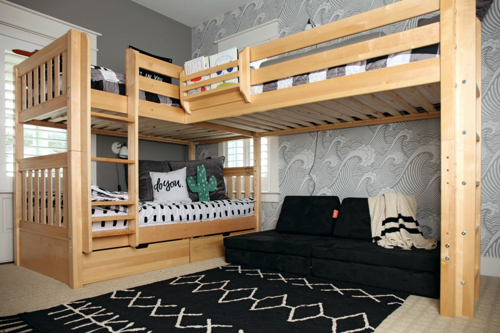 hudson and aiden's shared triple bunk bed room