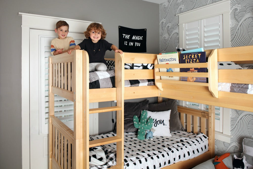 headspace above low triple corner bunk bed