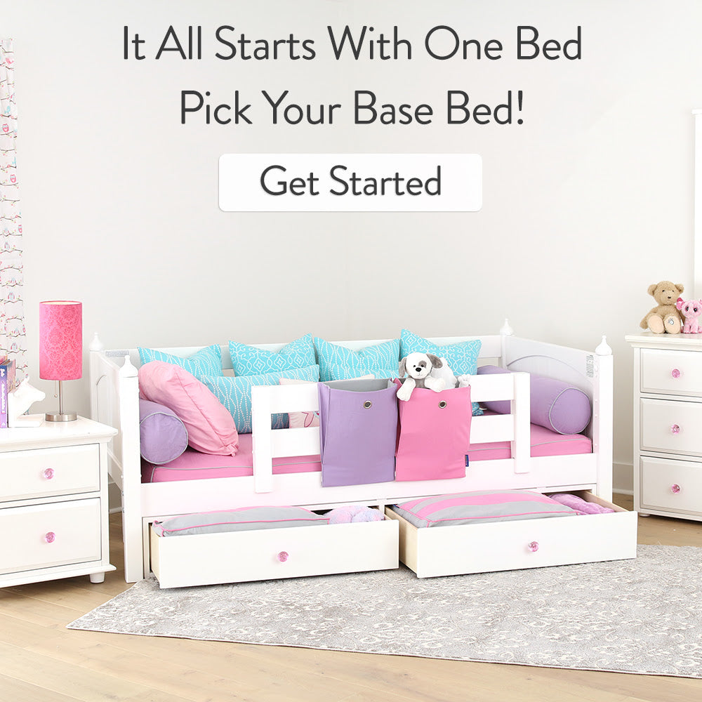 child's twin bed with drawers