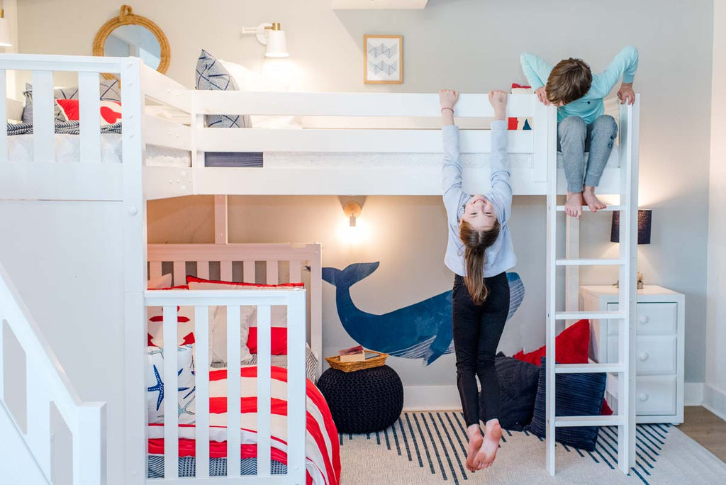 triple corner bunk bed for tweens