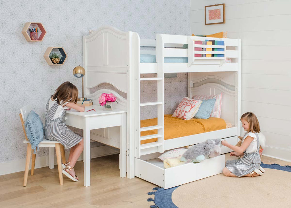 twin bunk bed with desk and storage