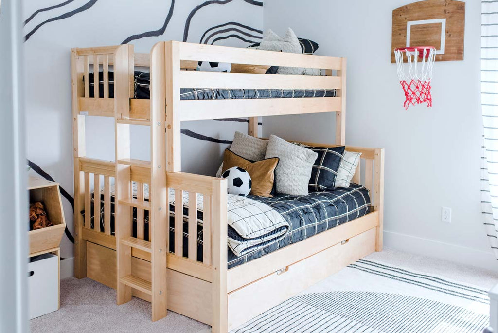 twin over full bunk bed with ladder on end 