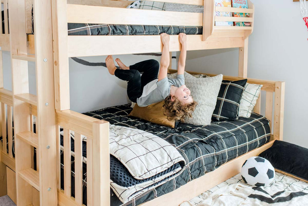 twin over full bunk bed with ladder on end