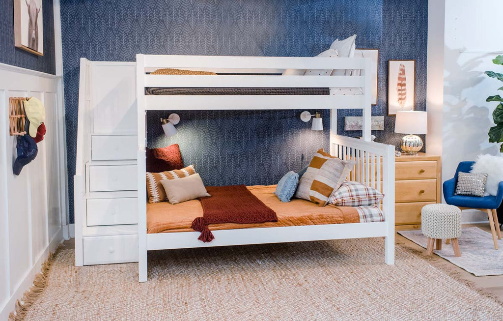high twin xl over queen bunk bed with stairs