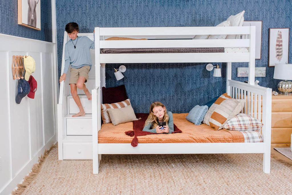twin xl over queen bunk bed with stairs for tween room preteen room