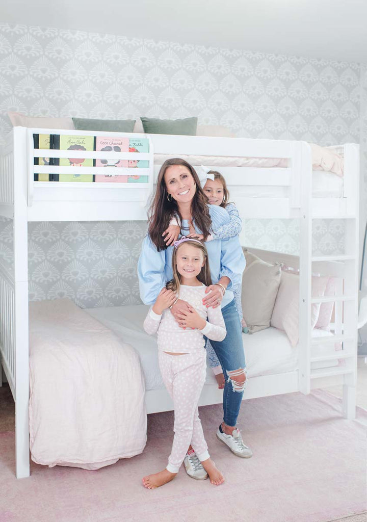 mom and girls in bunk bed room