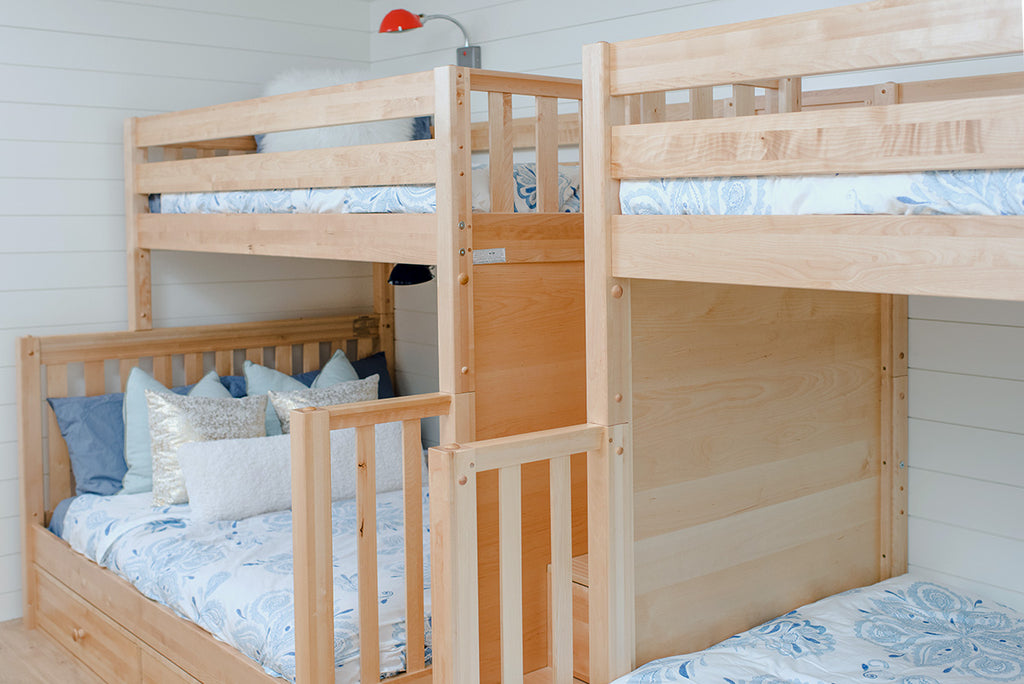 quadruple bunk bed with stairs in the middle